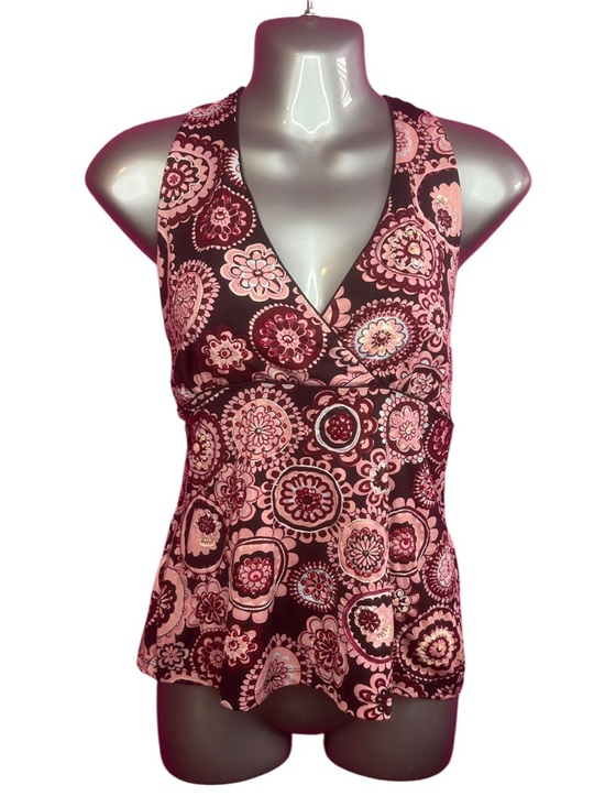 INC International Concepts Tops - Y2K Pink Maroon Paisley Sleeveless Sequins V Neck